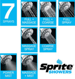 Sprite Slim-Line 3 Shower Filter w/ 7 Setting Shower Head